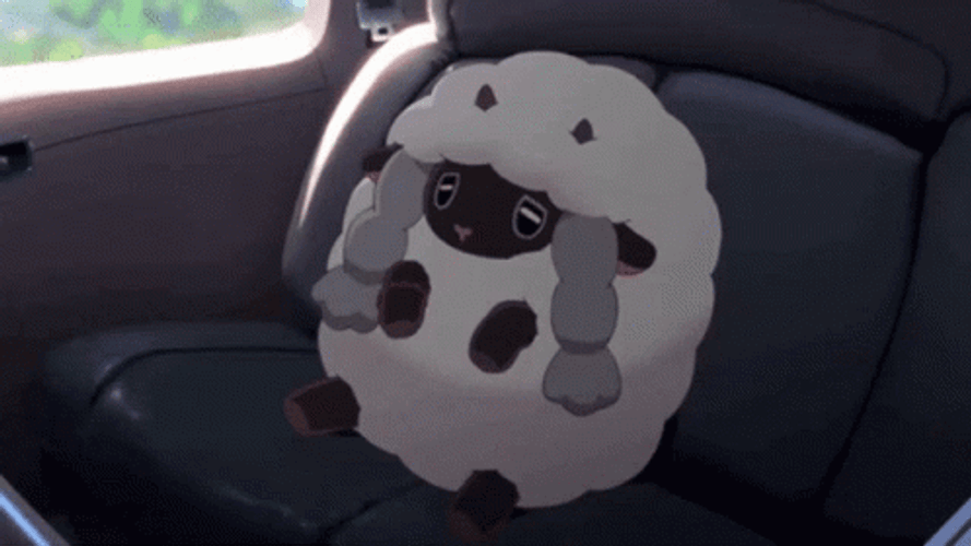 Wooloo Lonely Sitting On The Back Of Car Seat GIF