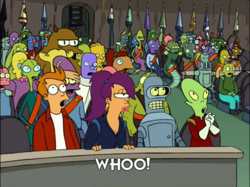 Futurama Crowd Cheering Woooo GIF
