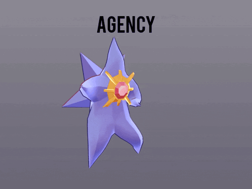 Word Agency on Gray Background With Purple Object