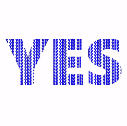 Word Yes Made of Blue Letters