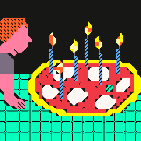 Wordle Birthday Pixel Pizza Cake GIF