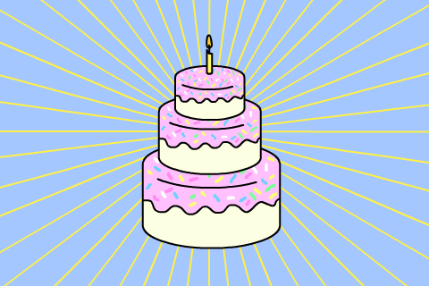 Wordle Birthday Three Tier Cake GIF