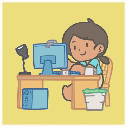 Work From Home Cartoon Girl GIF