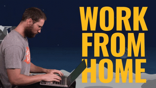 Work From Home Guy Typing On Laptop GIF