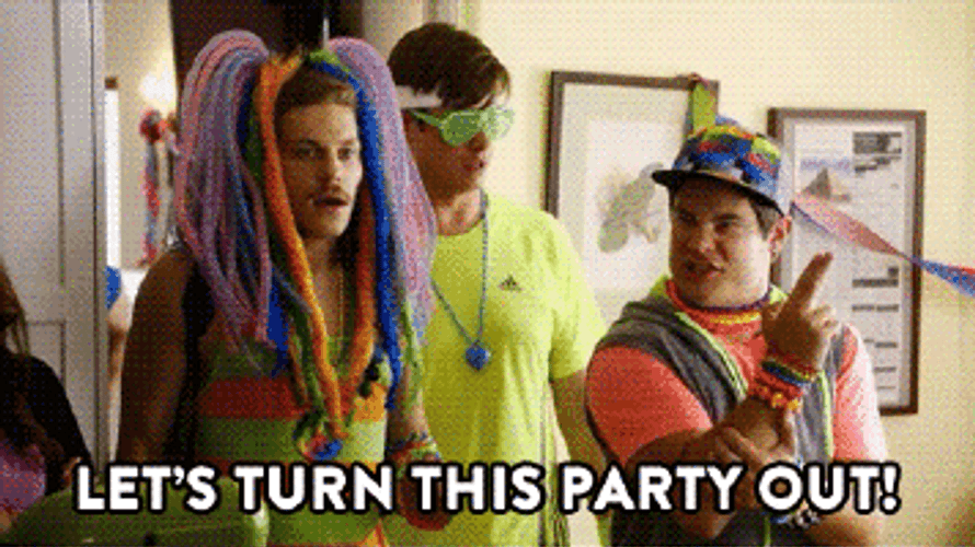 Workaholics Blake Anders Adam In Neon Party Outfits GIF