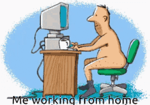 Working From Home Drinking Coffee Typing No Clothes GIF