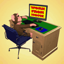Working From Home Wfh Chilling Monkey Workstation GIF