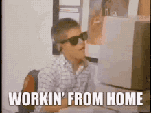 Working From Home Wfh Funny Teen Dance Shades GIF