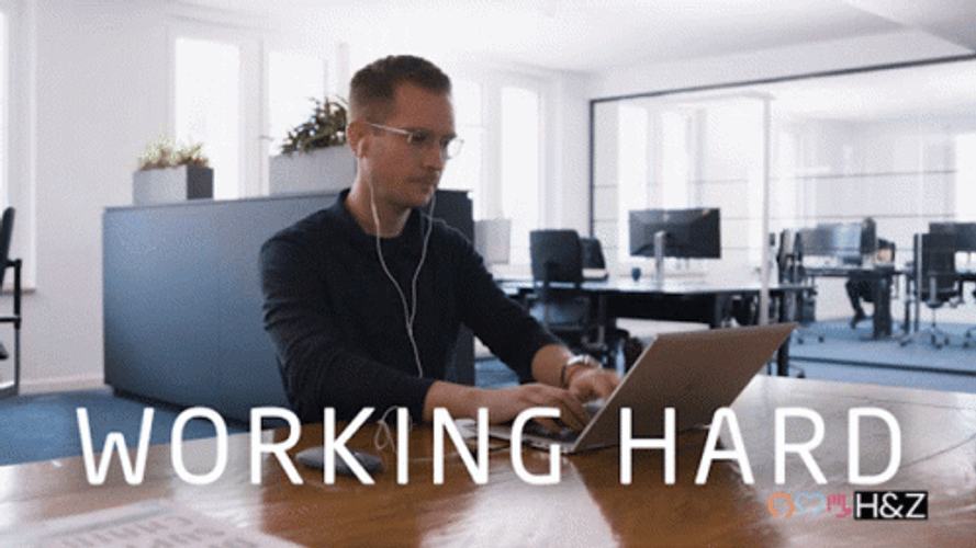 Working Hard Exaggerated Typing GIF