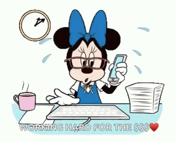 Working Hard Minnie Mouse Multi Tasking  GIF