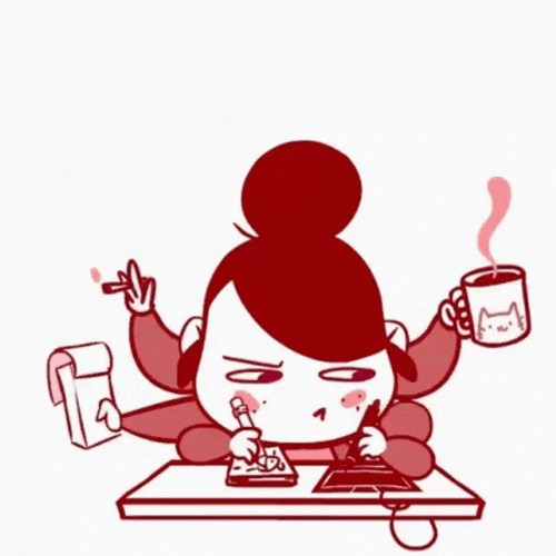 Working Hard Multi Tasker Cartoon Lady GIF