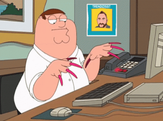 Working Hard Peter Griffin Long Nails GIF