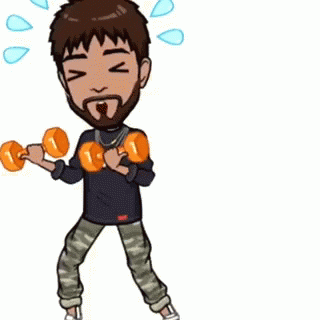 Cartoon Gym Buff Working Out GIF
