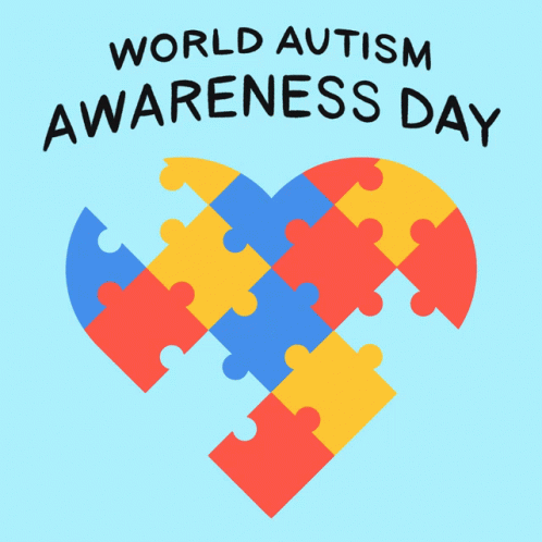 World Autism Awareness Day Heart Puzzle Logo GIF