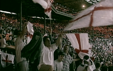 World Cup Audience Waving England Flags GIF
