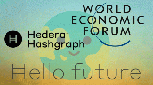 World Economic Forum Logo With Hedera Hashgraph Hello Future GIF