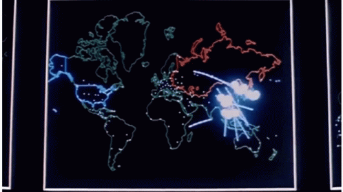 World Map On Computer Screen With Lines GIF