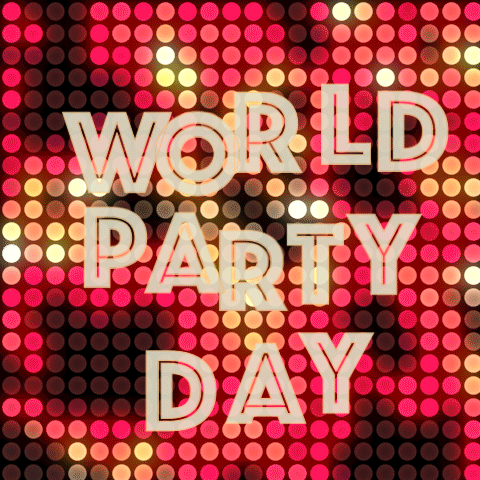 World Party Day Poster Red Background