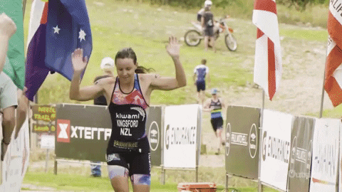 World Triathlon Finish Line Win GIF