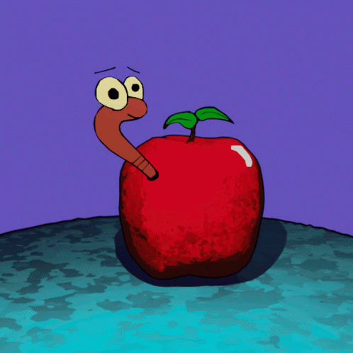 Worm In Apple GIF