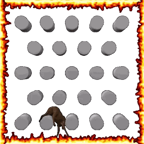 Worm Surrounded by Circles and Fire Border