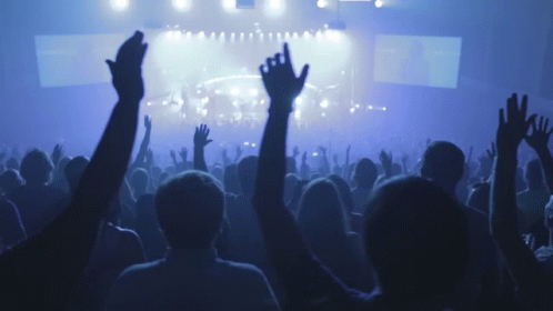 Worship Crowd Praising And Raising Hands GIF