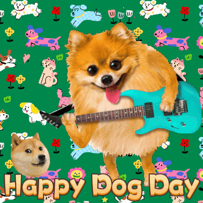 Wow Bow Happy Dog Day Let's Rock GIF