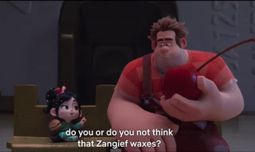 Wreck-It-Ralph Is Holding A Cherry Next To Vanellope GIF