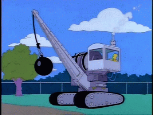 Wrecking Ball Destroying School Homer Simpson GIF