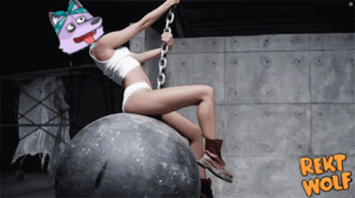 Wrecking Ball Rekt Wolf Face Swap Meme GIF