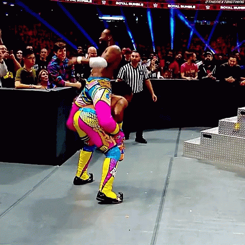 Wrestler Being Lifted During Royal Rumble GIF