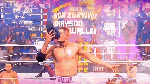 Wrestler Drinking From Bottle In Ring GIF