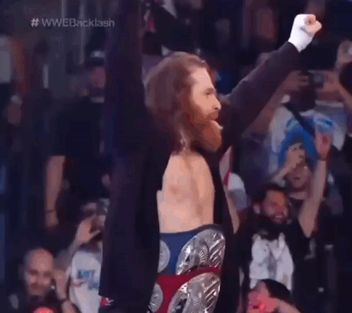 Wrestler Fist Pump in Front of Crowd