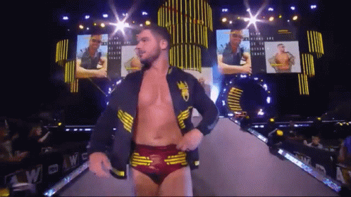 Wrestler in Black Jacket with Crown