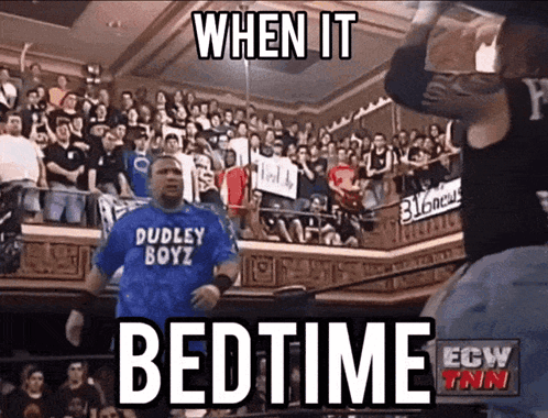 Wrestler In Blue Dudley Boyz Shirt Walking Out Of Ring GIF