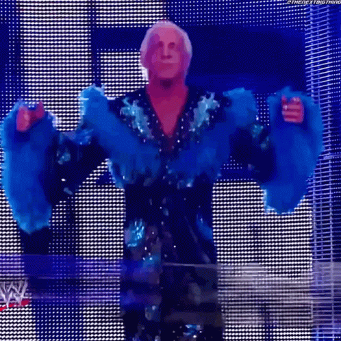 Wrestler in Blue Fur Coat