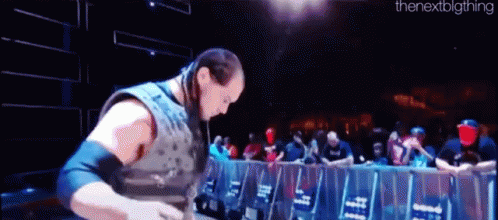 Wrestler In Front Of Crowd Behind Barrier GIF