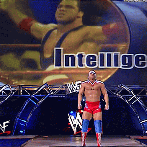 Wrestler In Front Of Intelligence Screen GIF