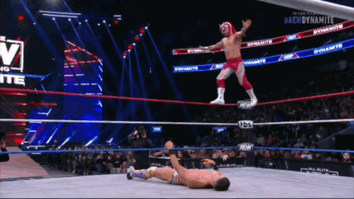 Wrestler In Red Mask On Dynamite Ring Rope GIF