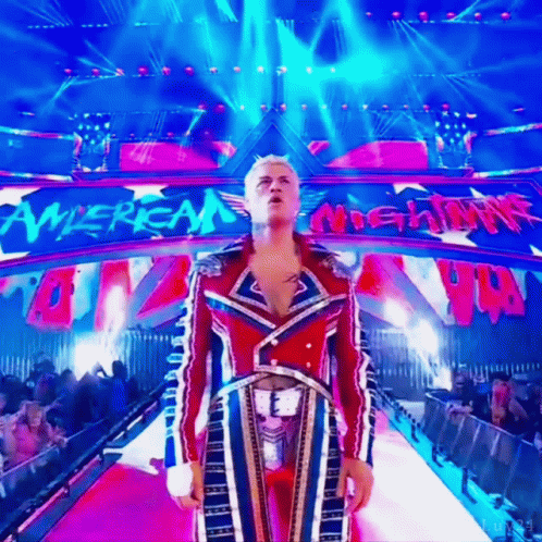 Wrestler in Red White and Blue Outfit American Mighty