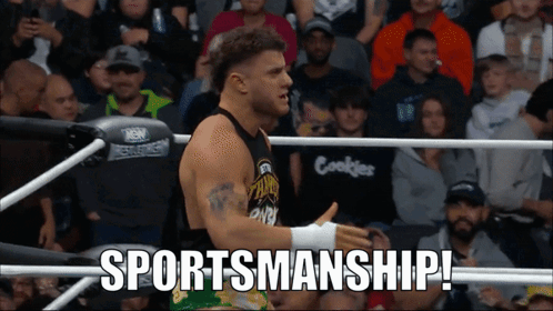Wrestler in Ring Saying Sportsmanship