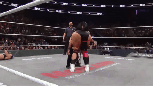 Wrestler in Ring With New Season Text