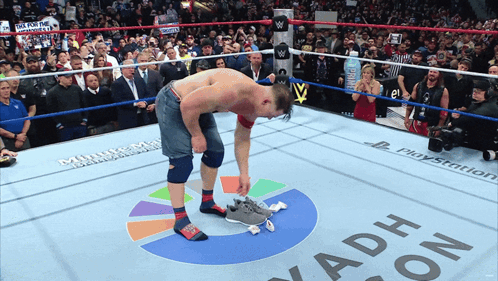 Wrestler in Ring With PlayStation Floor Ads