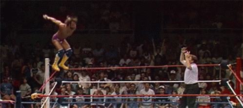Wrestler Jumping in Ring