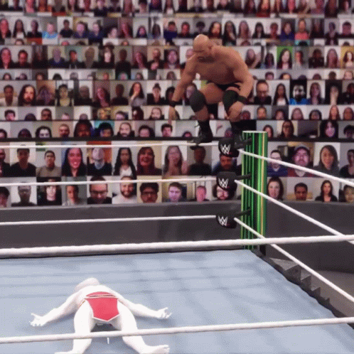 Wrestler Jumping Over Another in Video Game
