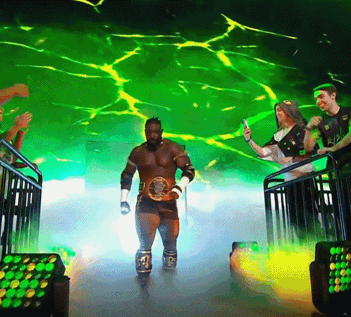 Wrestler Number 24 Belt Exits Tunnel