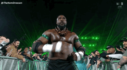 Wrestler Says Thekamdreesen To Crowd GIF