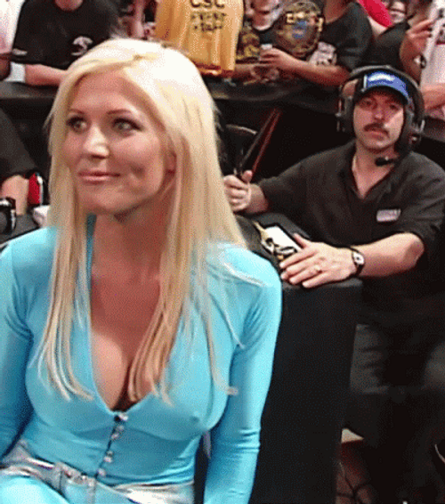 Wrestler Torrie Wilson Shy When Introduced During Game GIF