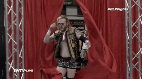 Wrestler Walking Through Red Curtain IWTV Live GIF