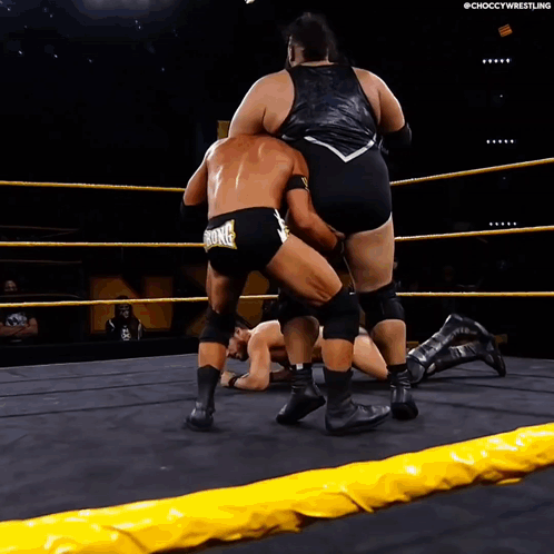 Wrestler With Bronco on Shorts Fighting Another Wrestler